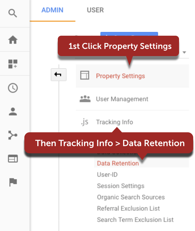 Google Analytics Property Level Settings for Data Retention Contols