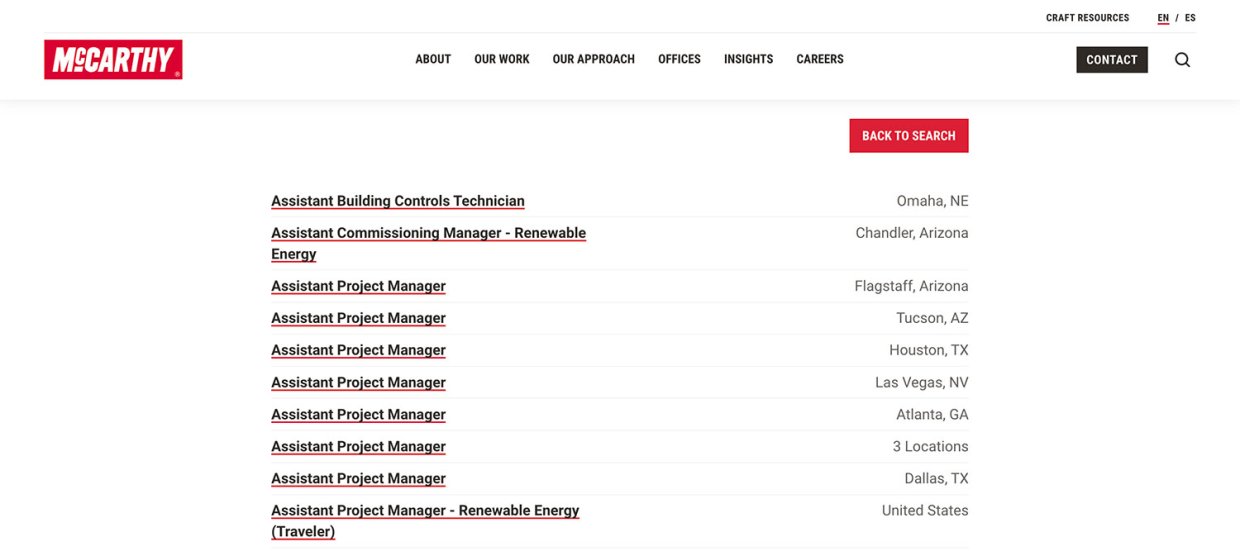 McCarthy Construction Recruitment Software Application UX Design